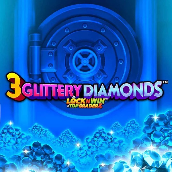 Official Slots logo: 3 Glittery Diamonds by PearFiction Studios at RockWin Casino