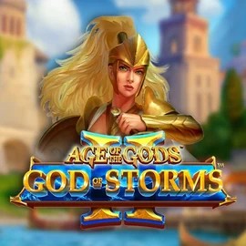 Age Of The Gods: God Of Storms 2 slot logo by Playtech at RockWin Casino